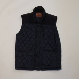 Buffalo David Bitton Men’s Navy Blue Quilted Vest with Corduroy Yoke